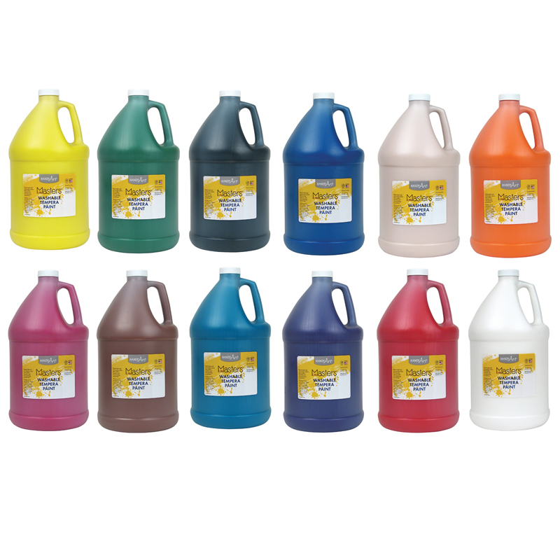 Little Masters Washable Tempera Paint, 128 oz. Bottles, 12 Colors