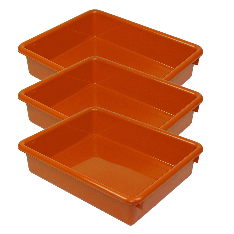 Stowaway 3" Letter Tray no Lid, Orange, Pack of 3