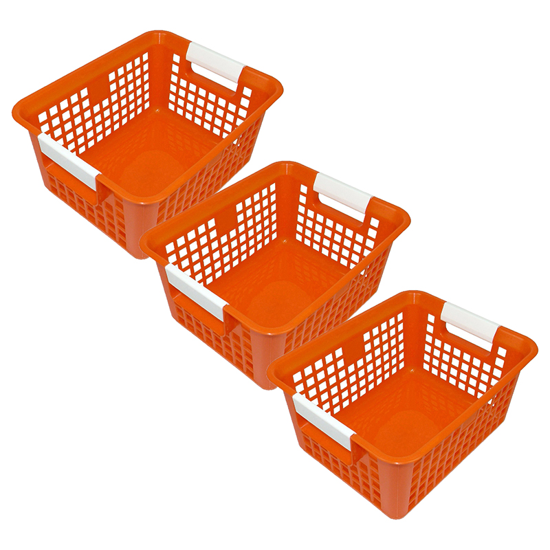 Tattle Book Basket, Orange, Pack of 3