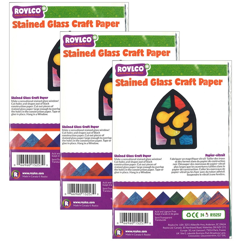 Stained Glass Paper, 8-1/2" x 11", 24 Sheets Per Pack, 3 Packs