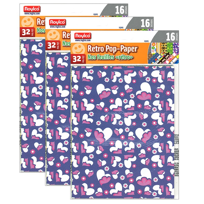 Retro Pop-Paper, 8.5" x 11", 32 Sheets Per Pack, 3 Packs