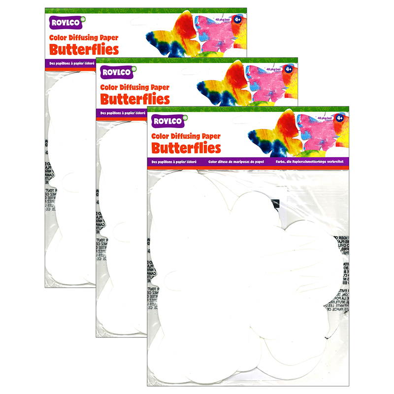 Color Diffusing Paper Butterflies, 48 Per Pack, 3 Packs