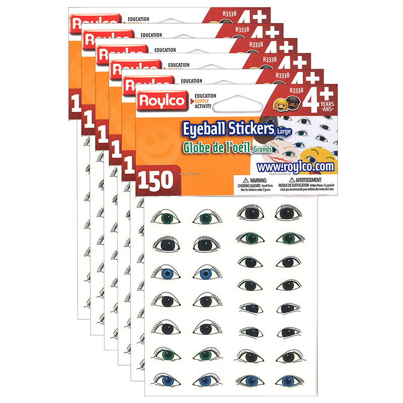 Large Eyeball Stickers, 150 Per Pack, 6 Packs