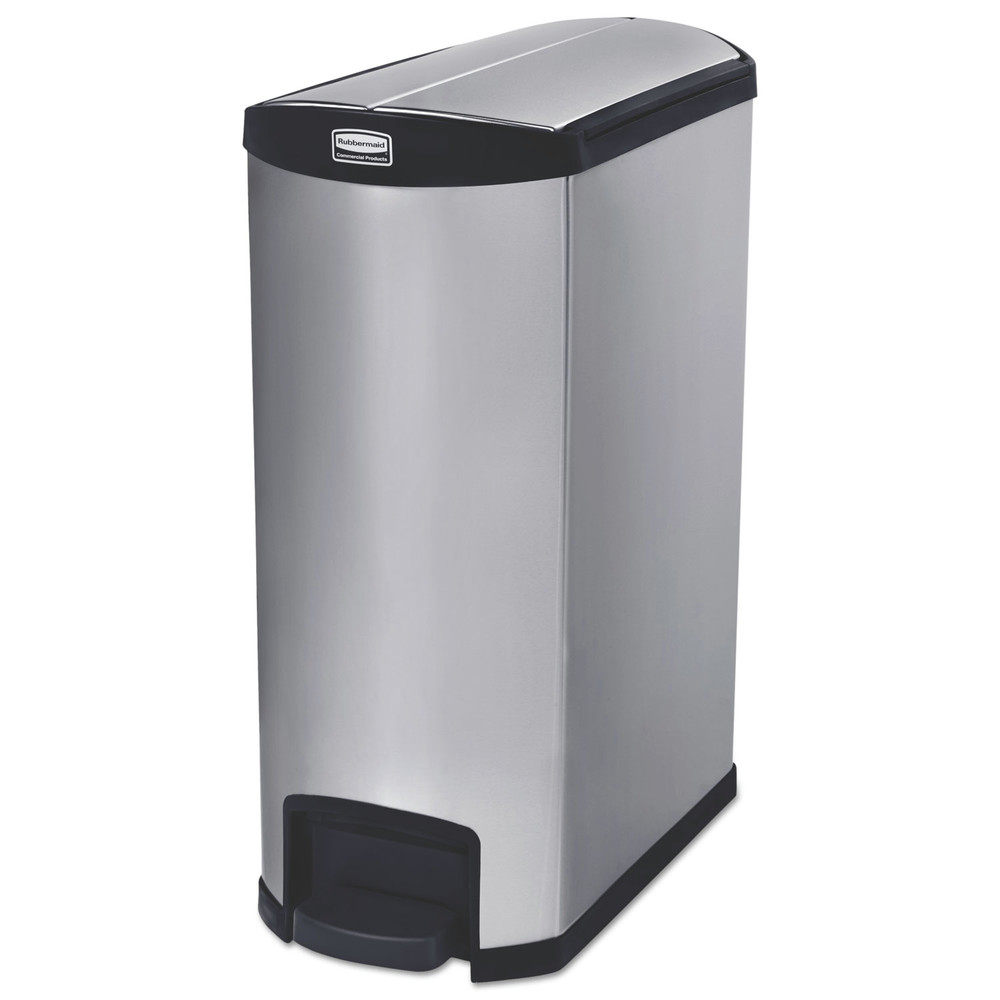Slim Jim Stainless Steel Step-On Container, End Step Style, 24 gal, Black