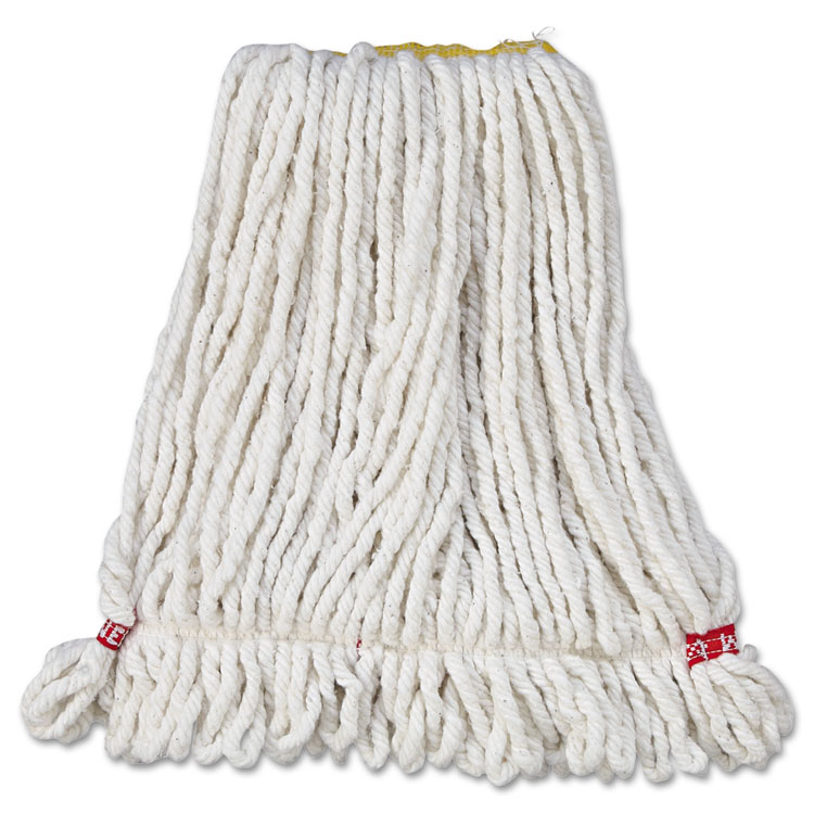 Web Foot Wet Mop Head, Shrinkless, White, Small, Cotton/Synthetic, 6/Case