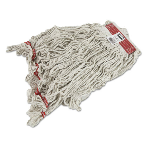 Swinger Loop Wet Mop Heads, Cotton/Synthetic, White, Large, 6/Case