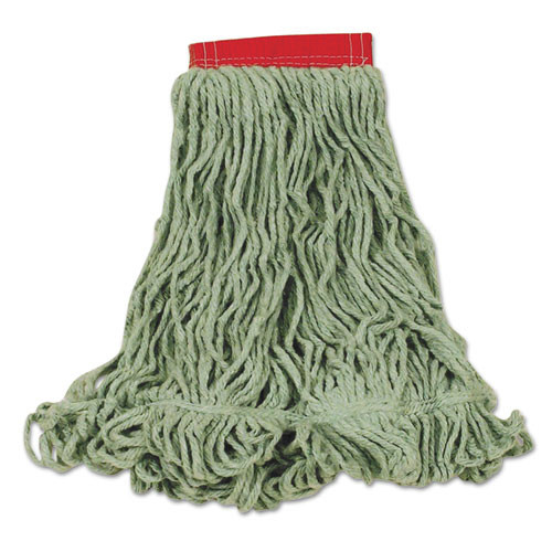 Super Stitch Blend Mop Heads, Cotton/Synthetic, Green, Large, 6/Case