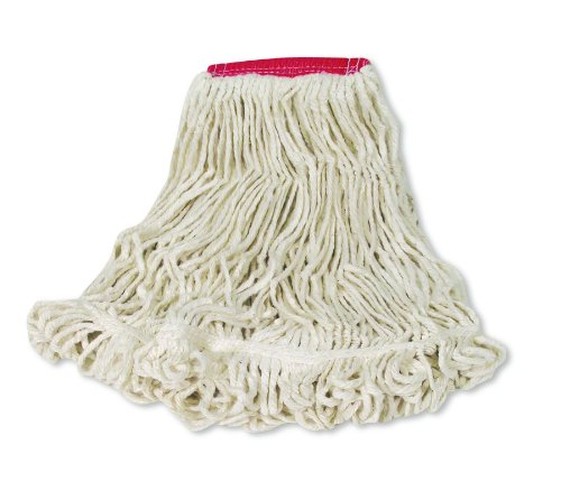 Super Stitch Looped-End Wet Mop Head, Cotton/Synthetic, Large Size, Red/White