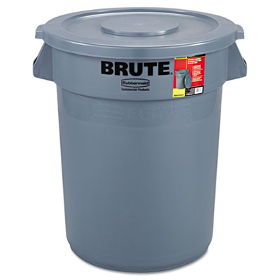 Brute Container All-Inclusive, Round, Plastic, 32gal, Gray