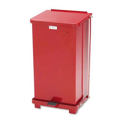 Defenders Biohazard Step Can, Square, Steel, 12gal, Red