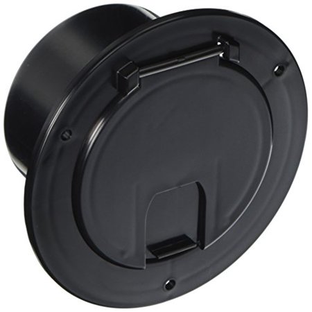 Deluxe Cable Hatch Round Black Finish -- 5.2In X 2.6In (Replaceable Lid)