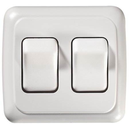 Contoured Wall Switch, Wht, Dbl, On/Off- Spst -Cut-Out 1-5/8Inh X 2-7/16Inw - In