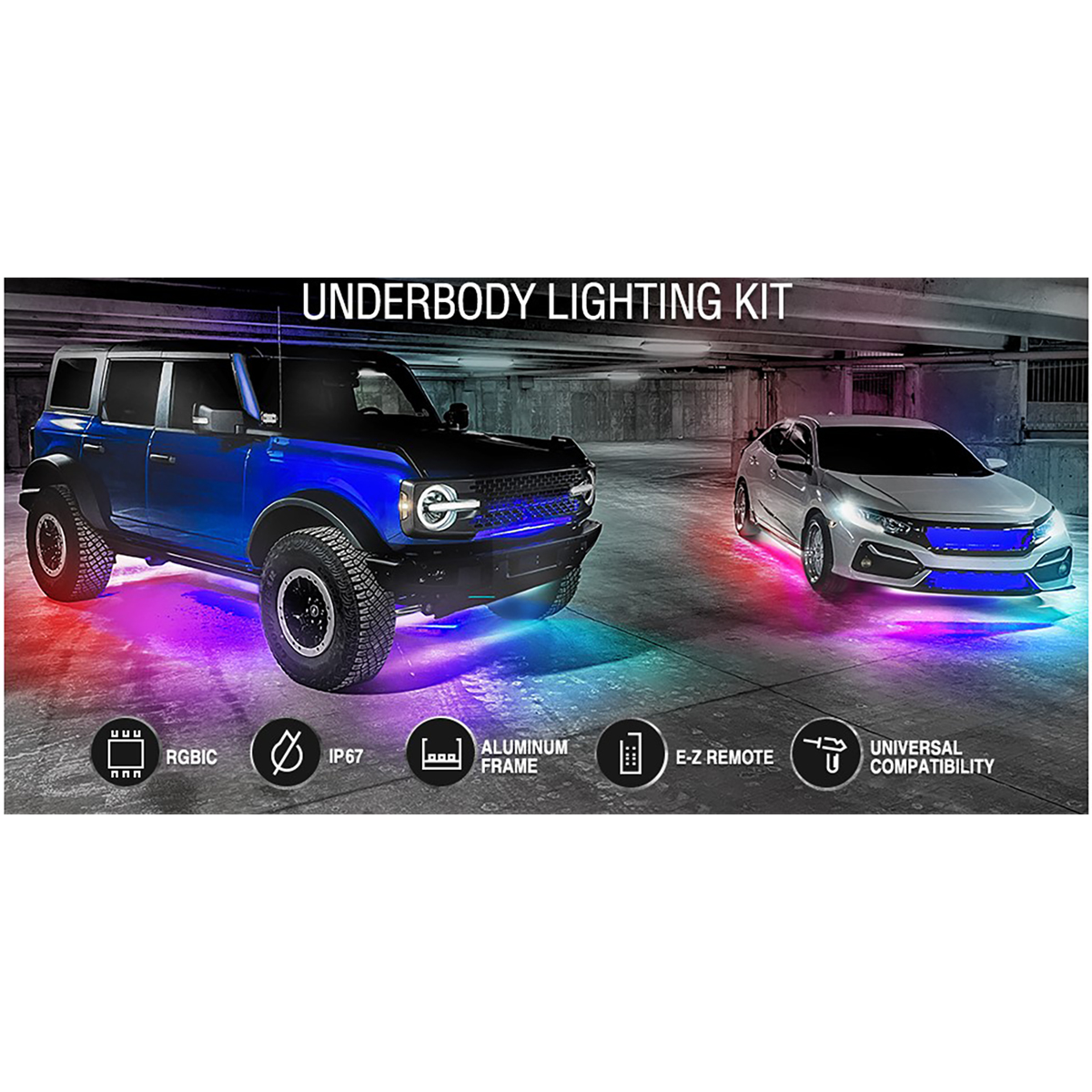 Racesport ColorSMART Chasing Pattern RGB LED Aluminum Solid Underbody Kit