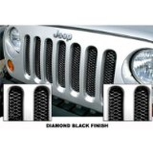 07-18 JK WRANGLER 3-D ONE PIECE GRILLE GLOSS BLACK FINISH W/POLISHED HIGHLIGHTS