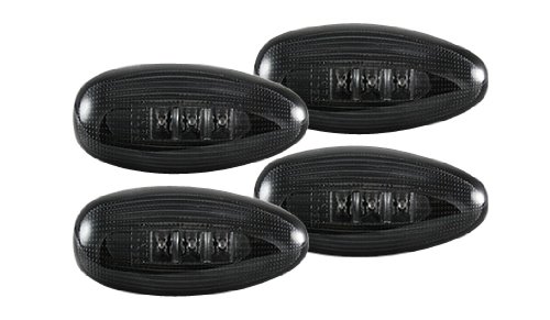 99-13 SILVERADO/SIERRA DUALLY FENDER LENSES (4PC) 2 RED/2 AMBER LED LIGHTS SMOKE LENS BLACK TRIM