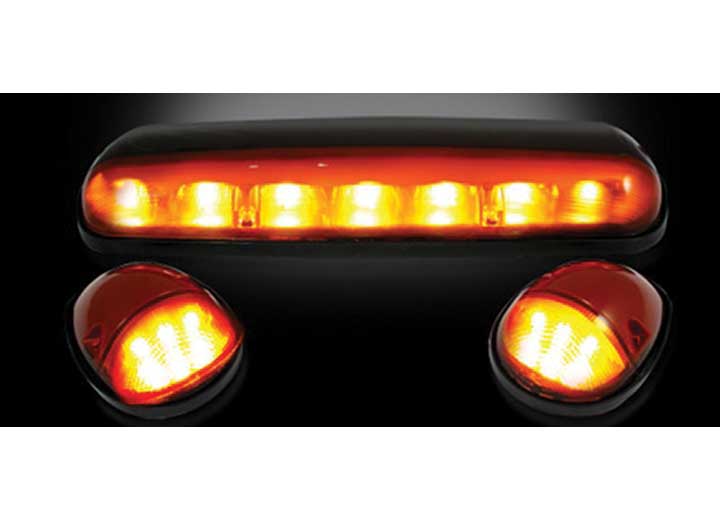 02-07 GM SILVERADO/SIERRA HD CLASSIC CAB ROOF LIGHTS AMBER LENS BLACK BASES AMBER LEDS (3PC)