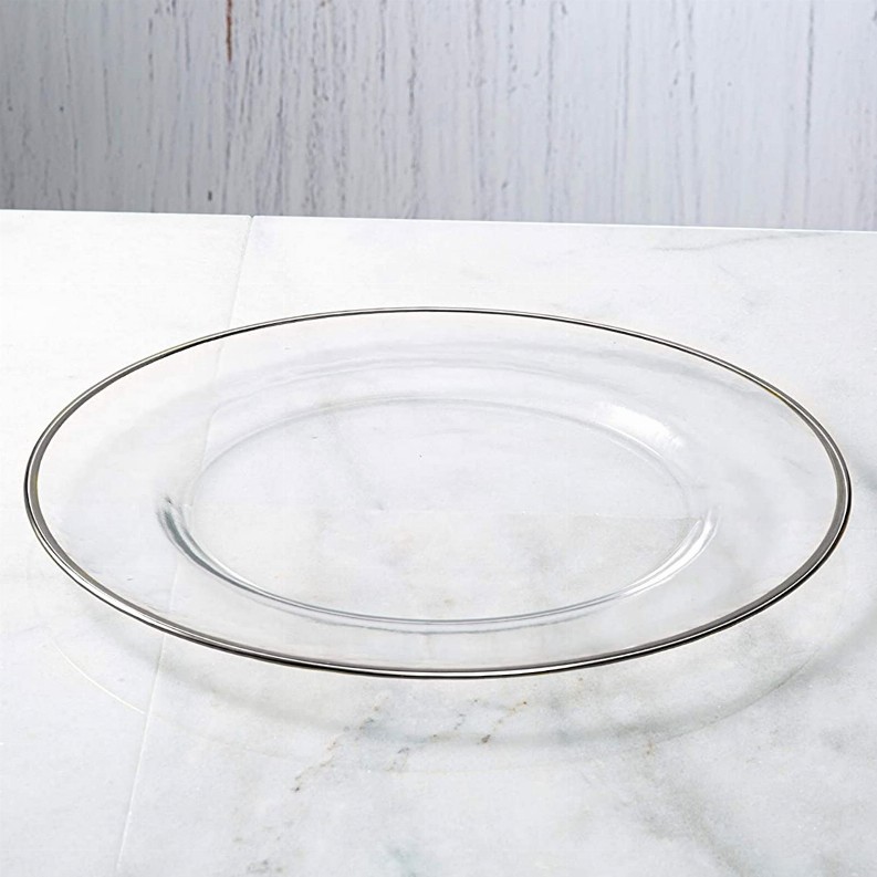 GILT 13" Glass Charger Plate 13" Silver