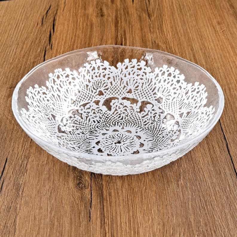 LILLE 7" Glass Salad Bowl Clear/White