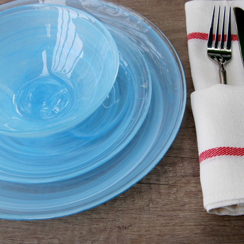 NUAGE Glass Dinnerware Set - Aqua