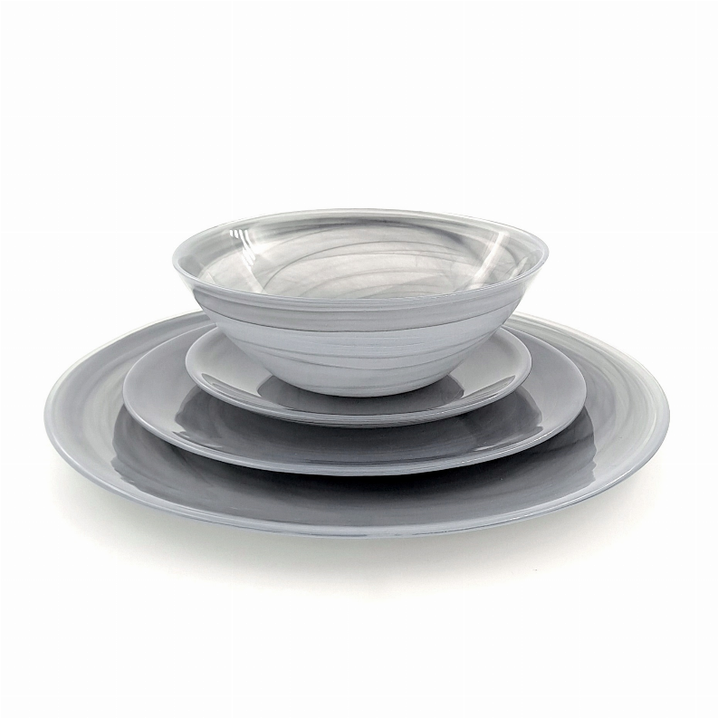 NUAGE Glass Dinnerware Set - Graphite