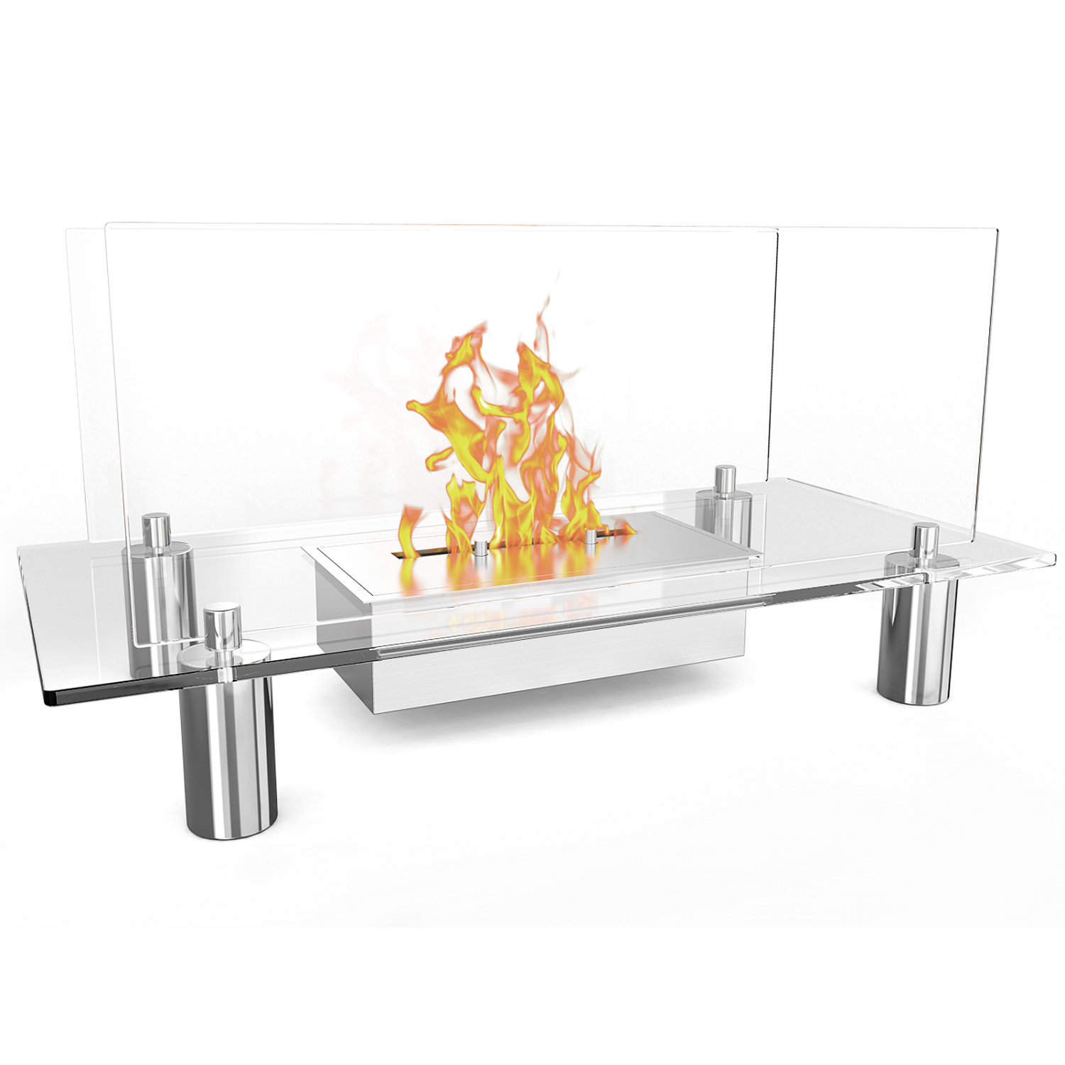 Regal Flame White Bow Ventless Free Standing Bio Ethanol Fireplace Can Be Used as a Indoor, Outdoor, Gas Log Inserts, Vent Free