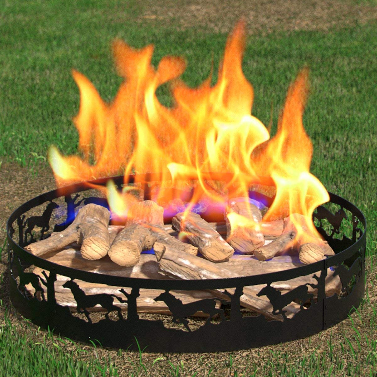 Regal Flame Boston Backyard Garden Home Deer and Trees Light Wood Fire Pit Fire Ring. For RV, Camping, and Outdoor Fireplace. Wo