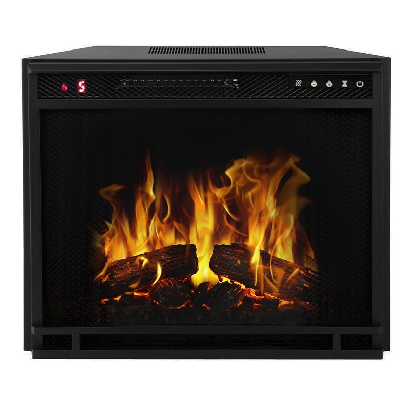 Regal Flame 23" Flat Pebble, Crystal, Log Ventless Heater Electric Fireplace Insert, Black Frame - 3 Color Changing Settings