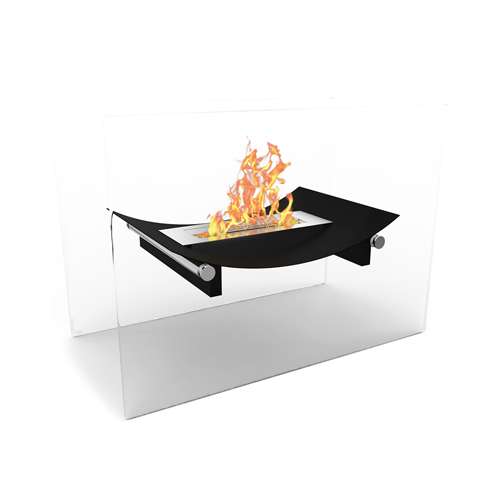 Elite Flame Black Bow Ventless Free Standing Bio Ethanol Fireplace Can Be Used as a Indoor, Outdoor, Gas Log Inserts, Vent Free
