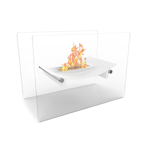Regal Flame White Bow Ventless Free Standing Bio Ethanol Fireplace Can Be Used as a Indoor, Outdoor, Gas Log Inserts, Vent Free