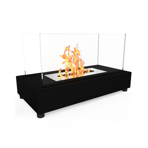 Moda Flame Vigo Ventless Indoor Outdoor Fire Pit Tabletop Portable Fire Bowl Pot Bio Ethanol Fireplace in Black - Realistic Clea