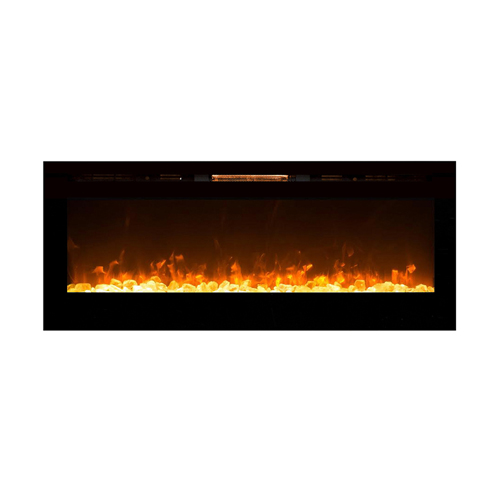 Gibson Living 23" Flat Pebble, Crystal, Log Ventless Heater Electric Fireplace Insert, Black Frame - 3 Color Changing Settings