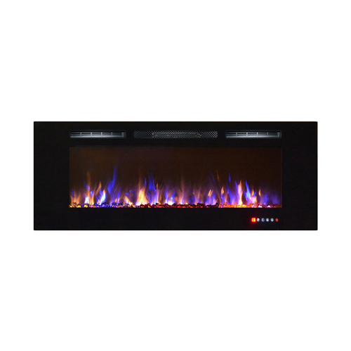 Moda Flame 23" Flat Pebble, Crystal, Log Ventless Heater Electric Fireplace Insert, Black Frame - 3 Color Changing Settings