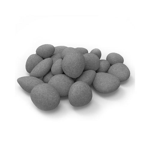 Moda Flame Set of 24 Light Weight Ceramic Fiber Gas Ethanol Electric Fireplace Pebbles in Gray