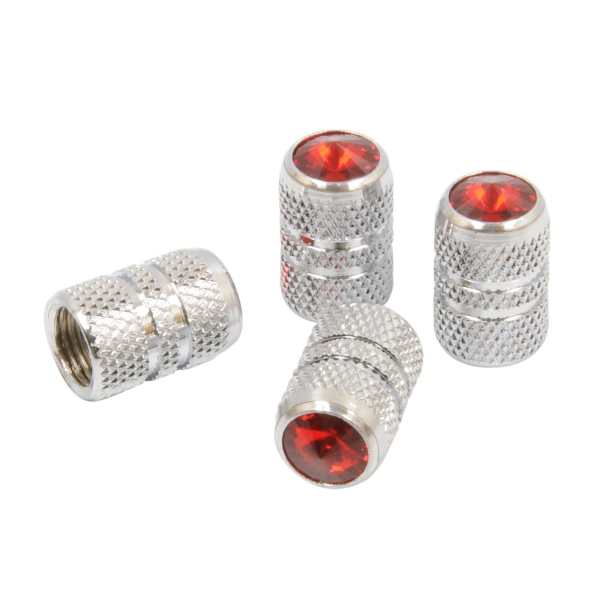 VALVE CAPS RED CHROME 4PK OP