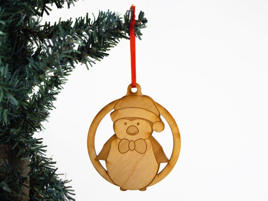 Christmas Themed Unfinished Tree Ornament - Penquin