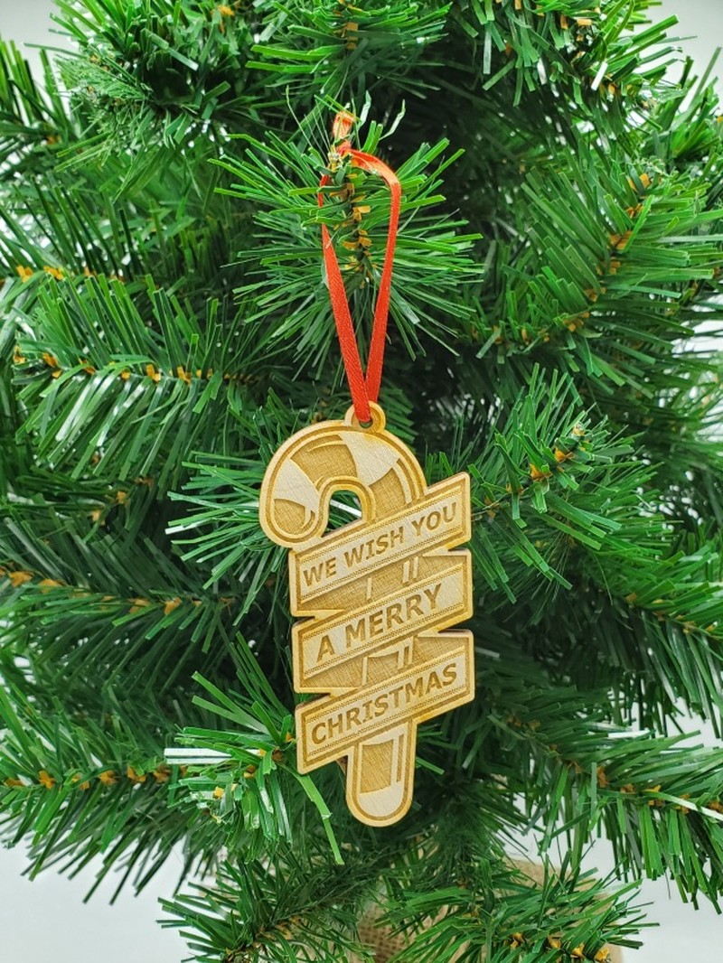 Christmas Themed Unfinished Tree Ornament - We Wish You a Merry Christmas