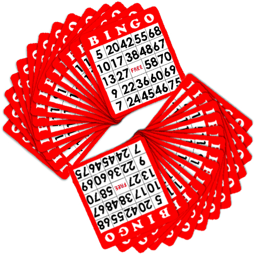 100 Pack of Red Bingo Cards