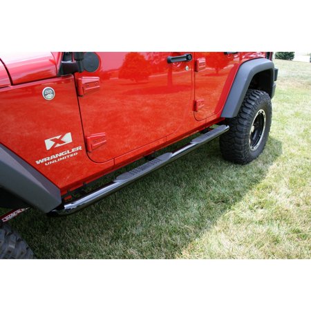 TUBE STEPS,OUTLAND,3-INCH ROUND BLACK PAINTED FOR JEEP 07-16 WRANGLER JK 4DR