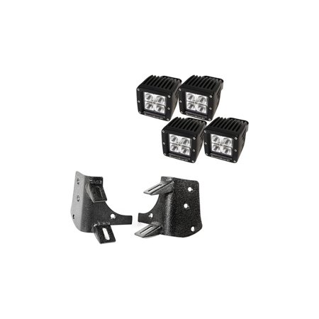 97-06 WRANGLER DUAL A-PILLAR LED KIT, 3-INCH SQUARE LIGHTS BLACK