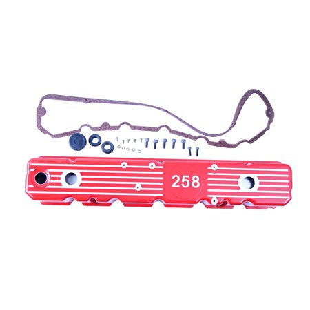 ALUMINUM VALVE COVER, RED, 258, 81-87 JEEP CJ & WRANGLER