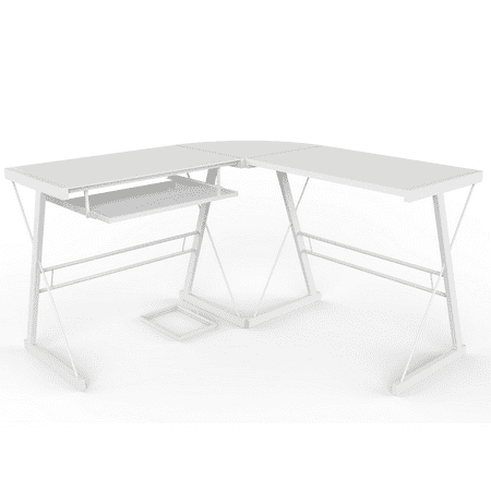 Ryan Rove Madison 3 Piece L Shaped Computer Desk - Home and Office Corner Organizer with Side Table and Keyboard Tray - Laptop