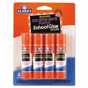 Washable School Glue Sticks, Disappearing Purple, 4-Pack