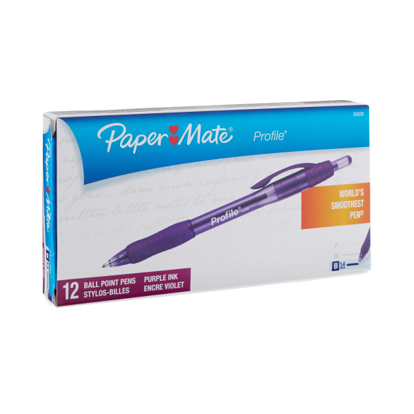 Profile Ballpoint Retractable Pen, Purple Ink, Bold, Dozen