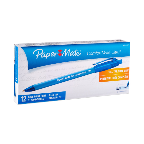 ComfortMate Ultra RT Ballpoint Retractable Pen, Blue Ink, Medium, Dozen