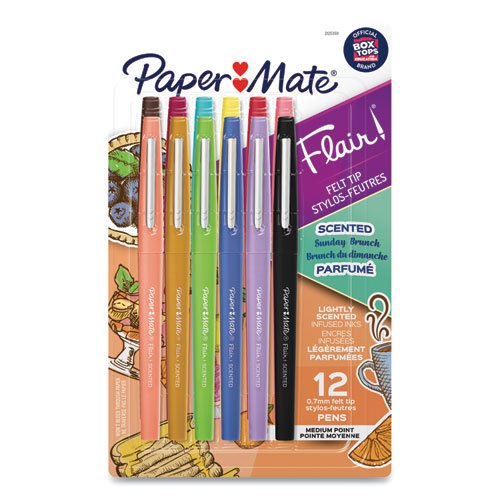 Flair Scented Felt Tip Marker Pen, Medium 0.7 mm, Assorted Colors Ink/Barrel, 12/Pack