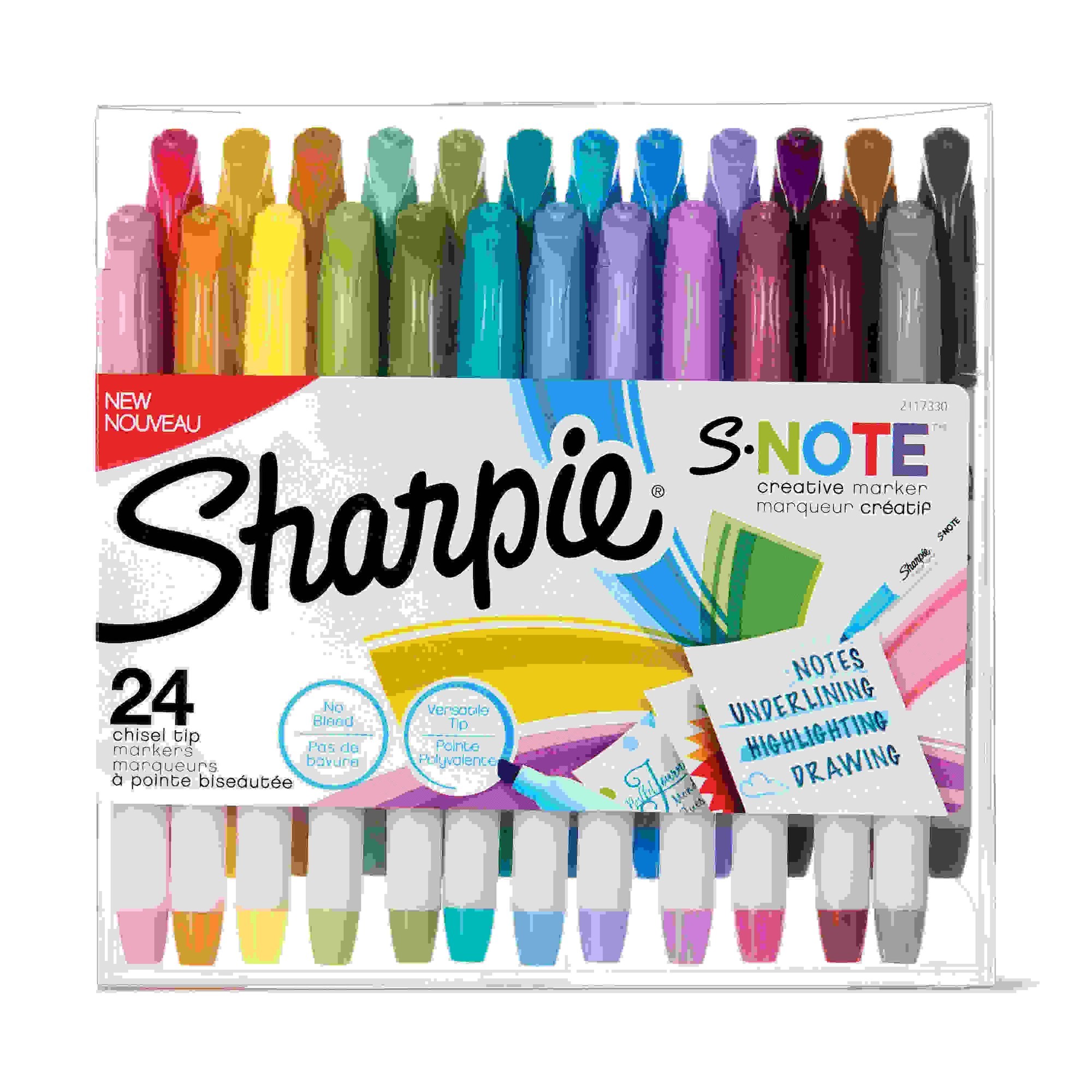 S-Note Creative Markers, Chisel Tip, Assorted Colors, 24/Pack
