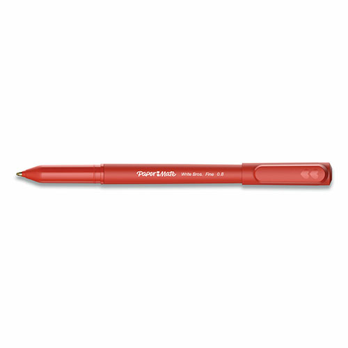 Write Bros. Ballpoint Pen, Fine 0.8 mm, Red Ink/Barrel, Dozen