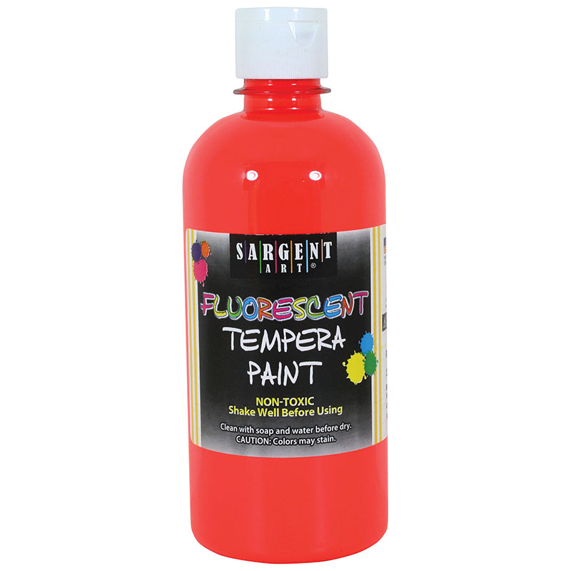 Tempera Paint, Red Neon, 16 oz