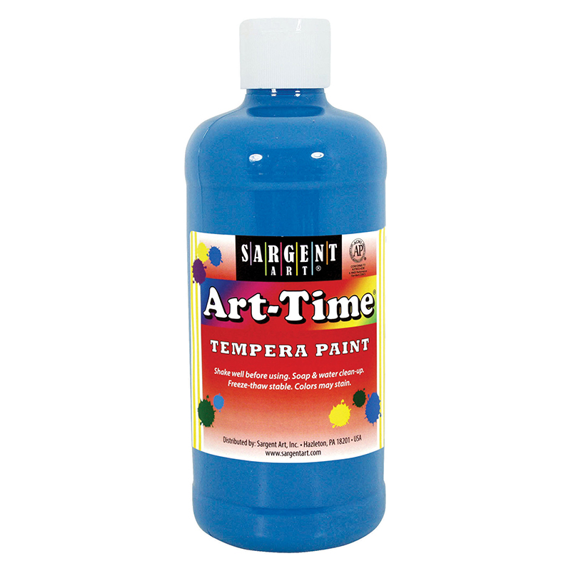 Art-Time Tempera Paint, Turquoise, 16 oz