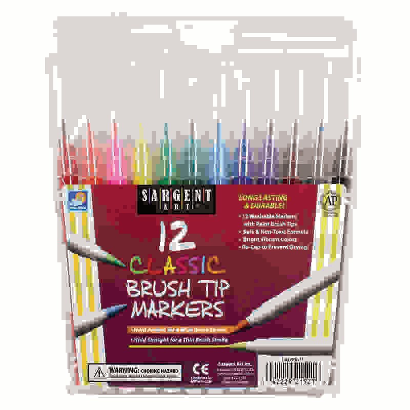 Classic Brush Tip Markers, Pack of 12